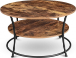holz4home Lillie kohvilaud, &uuml;mmargune elutoa laud, l&auml;bim&otilde;&otilde;t 80 cm, kaks riiulit, t&ouml;&ouml;stuslik v&auml;limus, pruun, vintage teelaud, vintage diivanilaud, kaasaegne k&uuml;ljelaud, telerilaud