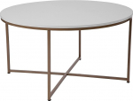 Flash Furniture Hampstead Collection kohvilaud - kaasaegne kohvilaud valge viimistlusega - krossitud kuldne raam