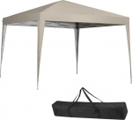 BAKAJI Gazebo 3 x 3 m kokkupandav pol&uuml;esterkangast veekindel metallraam kokkupandav kaasaskantav turu aeda v&auml;ljas + kandekott (beež)
