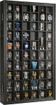 Shot Glass Display Case, 17 x 32 tolli, 52 sektsiooni, lukustatav puidust seinakapp, UV-kaitsega varjukast, akr&uuml;&uuml;luks, eemaldatavad riiulid, Shot Glass Storage Organizer for