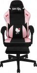 Konix Hello Kitty kontoritool - istme kallutamine 150&deg; - kangast kate - puidust ja metallist raam - padi - jalatugi - must ja roosa
