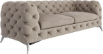 3-kohaline diivan diivan 225 x 100 x 75 cm Sametkangas metallist jalad h&otilde;bedane Elegantne tikitud vabakutseline Chesterfield tumedat kreemi v&auml;rvi