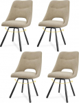 LEWE S&ouml;&ouml;gitoa toolid P&ouml;&ouml;rlev komplekt 4 360&deg; p&ouml;&ouml;rlevat k&ouml;&ouml;gitooli Moodne polsterdatud tool seljatoega k&auml;edeta s&ouml;&ouml;gitoa elutuppa magamistuppa Cashmere kangas - khaki v&auml;rvi