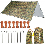 Unigear Tarpaulin, Tarp Hammocki veekindel koos aasadega, 6 tihvtidega, 6 trossiga Vihmakate P&auml;ikesekaitse meie vaba&otilde;hu telkimiseks Multi Way