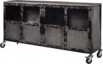 Massivmoebel24.de Raske t&ouml;&ouml;stuslik k&uuml;ljepaneel massiivpuidust #115 Mango Wood - Hall lakitud 4 kambrit ustega 180 x 40 x 90 cm sahtlitega TV sahtli TV laud