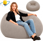 CEWROM Air Diivan T&auml;ispuhutav tool ilma oadeta Bean Bag Super pehme pestav t&auml;ispuhutav diivan koos flokeeritud pinnaga Kaasaskantav Air teki tool elutuppa magamistoas telkimine v&auml;ljas (pruun)
