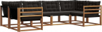 Outdoor-Sofa Gartenm&ouml;bel Set, Modulare Sitzgruppe aus Akazienholz & Textilene, Gartenlounge mit Kissen, f&uuml;r Terrasse & Garten, 325 x 166,5 x 73 cm, Nat&uuml;rlich/Schwarz