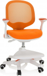 hjh OFFICE Kid Ergo 736418 Laste t&ouml;&ouml;laua tool Kangast / v&otilde;rkist lastetool koos jalatoega, kokkupandavad k&auml;etoed, oranž/valge