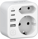 JSVER Travel Adaptor USA, B-t&uuml;&uuml;pi adapter Double USA Saksamaa reisipistiku adapter 4 USB pordiga 2 C ja 2 A (3,4 A 17 W) pistikupesa B-t&uuml;&uuml;pi adapter Ameerika Kanada Mehhiko jaoks (valge)