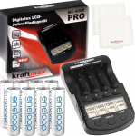 kraftmax Combo Pack BC-4000 Pro laadija ja 8 x Panasonic Eneloop AA / Mignon patareid - Viimase p&otilde;lvkonna - K&otilde;rge j&otilde;udlusega akukarbid V5