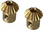 Electric Small Gears 2 Pieces Bevel Gear 0.4 M 0.5 M 1 Module 13T 15T 18T 23T 25 Teeth Copper Steel Gear 90 Degree Gear Mitre Screw (Copper Gear, 1 M 15T 6.35 mm Bore)