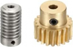 hankimine kaart Worm Gear Set 20T 0.8 moodul 1:20 reduktsioonikiirus paremale p&ouml;&ouml;rde k&auml;igukasti ratta reduktsiooni hammasratta osa (messingist hammasratas, 4mm puur, 1045 terasest varras, 5mm puur)