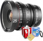 Venidice 25mm T2.2 Manual Focus Aspherical Portraitkine Lens for Micro Four Thirds (MFT, M4/3) Olympus M4/3 Lumix + Venidice Colth