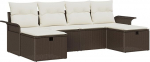 Rantry Model3360249 6-osaline aiasohva komplekt koos padjaga Brown Poly Rattan Garden Lounge