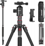NEEWER 77-tolline kaamerastatiiv, kokkupandav alumiiniumist statiiv monopood DSLR ja mobiiltelefoni jaoks 360&deg; panoraamkuulipeaga, 2-teljelised keskmised sambad, Arca QR-plaat ja kott, kaasaskantav reisistatiiv, max. Koormus