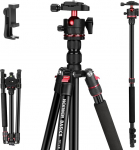 NEEWER Basics Carbon Fibre Travel Tripod Monopod, 72-tolline kompaktne kerge kaasaskantav mobiiltelefoni kaamera statiiv, mis &uuml;hildub iPhone'i videosalvestusega, Arca Ball Head, maksimaalne koormus 13,2 naela, TP14B