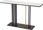 Schlanker schmaler Eingangstisch mit Schieferplatte, wei&szlig;er kleiner Konsolen-Sofatisch f&uuml;r Wohnzimmer, Flur, Foyer, 100 x 30 x 80 cm, stilvolles Design und stabiler Rahmen