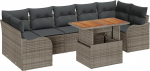 Rantry 8-teiliges Garten Sofa Set mit Kissen Grau Poly Rattan Gartenlounge Model3358162