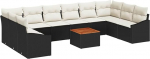 11-teiliges Garten Sofa Set mit Kissen Schwarz Poly Rattan Akazie Gartenlounge Model3347880