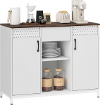 HOMCOM 2-t&uuml;riges Sideboard mit L&ouml;chern, Wohnzimmer Sideboard mit Schublade, offene F&auml;cher, verstellbare Einlegeb&ouml;den, f&uuml;r K&uuml;che, Eingangshalle, B&uuml;ro, Wei&szlig;, 100x40x80 cm, 100x40x80 cm, 100x40x80 cm