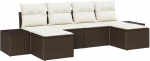 6-teiliges Garten Sofa Set mit Kissen Braun Poly Rattan Gartenlounge Model3347168