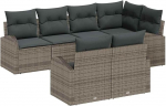 Rantry 7-teiliges Garten Sofa Set mit Kissen Grau Poly Rattan, 2-Sitzer Garten Sofa mit Stauraum & Kissen Grau Poly Rattan Gartenlounge Model3354748
