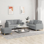 Hellgrauer 2-Sitzer-Sofa mit Fu&szlig;hocker & Kissen | Stoff & Metall | 140 cm istmevahe Model3202110