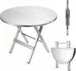 Klappbarer Campingtisch Edelstahl Outdoor Picknicktisch Tragbarer Faltbarer Beistelltisch f&uuml;r Garten, BBQ, B&uuml;ro, Indoor/Outdoor - Ideal f&uuml;r Partys und Versammlungen