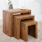 Komplekt 3 k&uuml;ljelauad Massiivne Sheesham puidust kivi viimistlus MADEIRA