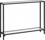HOOBRO konsoollaud riiulitega, 100cm k&uuml;ljelaud, karastatud klaasist, sissep&auml;&auml;sulaud, kaasaegne diivanilaud, n&auml;ituselaud, metallraamiga, elutuppa, esikusse, must EBK04XG01