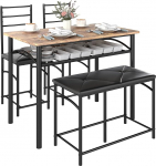 HOMCOM 4-osaline s&ouml;&ouml;gikomplekt 2 pehmendusega tooli ja pingiga, ruumi s&auml;&auml;stev s&ouml;&ouml;gitoakomplekt riiuliga, s&ouml;&ouml;gilauakomplekt v&auml;ikestesse ruumidesse, k&ouml;&ouml;k, s&ouml;&ouml;gituba, pruun