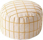 MOCOFO Modern Simple Round Seat Stool Unfilled Cotton Jacquard Footstool for Living Room Bedroom Patio (Beige, 40x20cm)