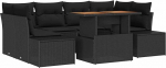 7-teiliges Garten Diivan Set mit Kissen Schwarz Poly Rattan Gartenlounge Model3358655