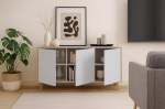 Dmora - Arvada Sideboard, k&ouml;&ouml;gibuffet, elutoa disainkapp, kaasaegne 3 ukse ja riiulitega k&uuml;ljepink, 154 x 40 x 75 cm, tamm ja valge