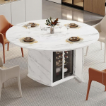 IBF &uuml;mmargune s&ouml;&ouml;gilaud k&uuml;lmkapiga, 47-tolline marmorist k&ouml;&ouml;gilaud 4-6 inimesele, kaasaegne &uuml;mmargune s&ouml;&ouml;gilaud riiuliga, puidust s&ouml;&ouml;gilaud koju, valge