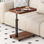 YUTVCZO k&uuml;ljelaud C-kujuline k&otilde;rgus reguleeritav ratastega, 360&deg; p&ouml;&ouml;rlev diivanipoolne puidust diivanilaud, mobiilne v&auml;ike k&uuml;ljelaud diivanivoodile, kaasaegne kohvilaud elutuppa (ruudukujuline)