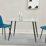 [en.casa] Hyrynsalmi klaasist k&ouml;&ouml;gilaud 75 x 110 x 70 cm terasest klaasist s&ouml;&ouml;gilaud Must