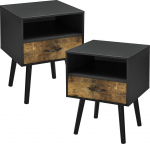 [en.casa] G&auml;vle k&uuml;ljelaud, 2 tk, 57 x 42 x 40 cm, &ouml;&ouml;kapp sahtliga, diivanilaud, k&uuml;ljelaud, kohvilaud koos hoiukambriga, must/tume puidu toon