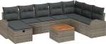 Rantry 9-teiliges Garten Sofa Set mit Kissen Grau Poly Rattan Gartenlounge Model3359524