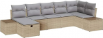 Rantry 7-teiliges Garten-Sofa Set mit Kissen Beige Poly-Rattan Gartenlounge Model3359399
