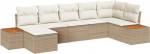 Rantry 7-teiliges Garten Sofa Set mit Kissen Beige Poly Rattan Akazie Gartenlounge Model3348132