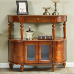 Konsolentisch, Sofatisch, Eingangstisch aus Massivholz, Tisch hinter der Couch, Akzenttisch mit Glasschrankt&uuml;r und offenen Regalen, dekorativer Flurtisch (Natur, 80 cm)