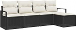 5-teiliges Garten Sofa Set mit Kissen Schwarz Poly Rattan, 2-Sitzer Garten Sofa mit Kissen Schwarz Poly Rattan Gartenlounge Model3346337