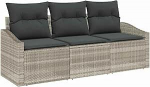 3-osaline aia diivan komplekt padjaga helehall pol&uuml; rotangist aed Lounge Model3346582
