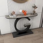 Konsolentisch aus Kunstmarmor mit Metallrahmen, Elegante Flur- und Wohnzimmerm&ouml;bel