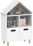 AIYAPLAY laste raamaturiiul, laste raamaturiiul, 3-tasandiline, kahe sahtliga, majakujuline, lasteaia magamistuppa, 63,7 x 29,7 x 89,5 cm, valge