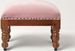 Homescapes Velvet Stool Pink 50 x 30 cm Ristk&uuml;likukujuline puust jalaga puuvillane sametiga