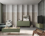 Elum&ouml;&ouml;blikomplekt Living Wall Unit oliivrohelises tamme v&auml;rvi 3-osaline koos kohvilaud Lowboard Sideboardiga Modernne k&auml;ep&auml;rane vaba