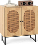 COSTWAY Sideboard 2 rotangist uksega, puidust k&ouml;&ouml;gikapp, buffetkapp reguleeritavate riiulite ja metalljalgadega, sahtlikapp k&ouml;&ouml;ki, s&ouml;&ouml;gituppa, elutuppa, 80 x 40 x 81,5 cm, naturaalne