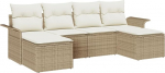 6-teiliges Garten Sofaset mit Kissen Beige Poly Rattan Gartenlounge Model3345471